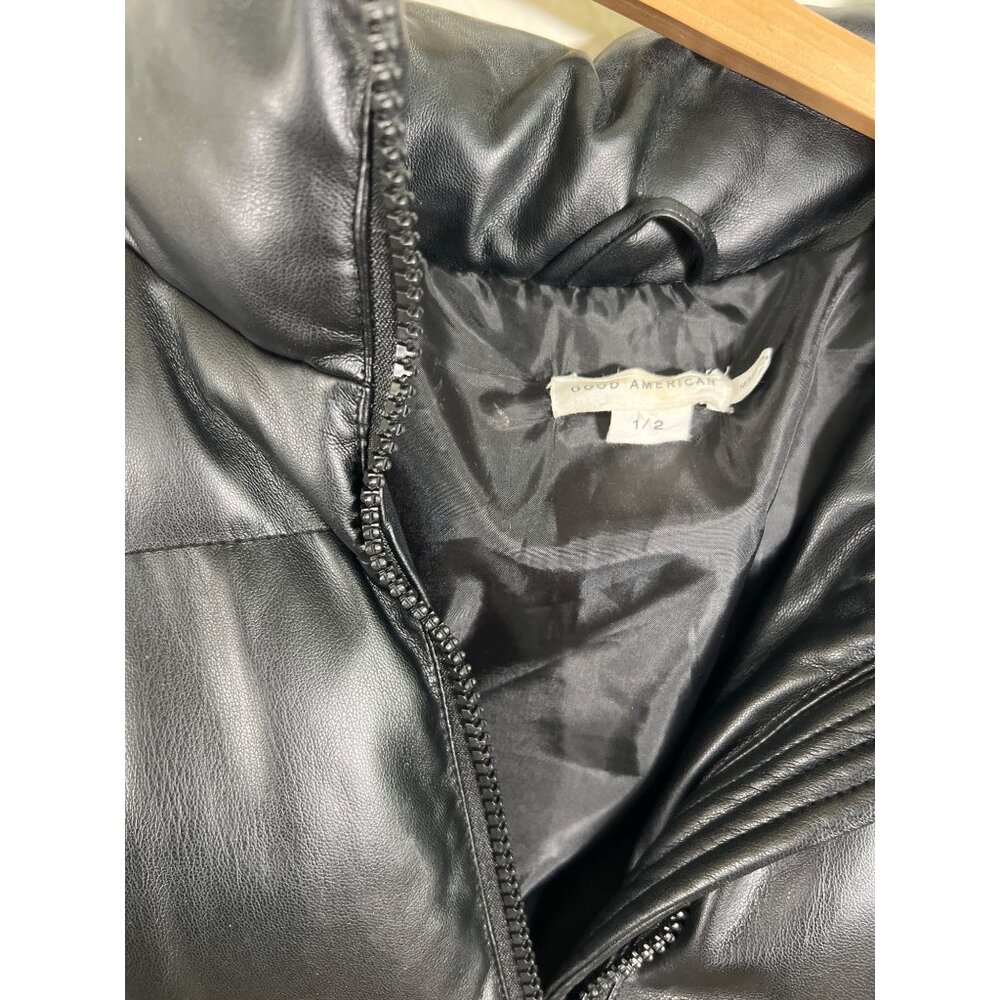 Good American faux leather puffy vest, black size M/L‎ medium large puffer - Picture 2 of 6